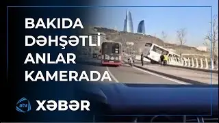 Bakıda park edilən avtobus qəzaya uğrayıb