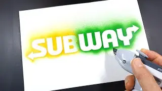 How to draw SUBWAY logo with a stencil | Logo art | Stencil art