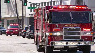 Beverly Hills Fire Dept. Engine 3, Battalion 1, Truck 4, Engine 5, Rescue 1, & Engine 6 Responding