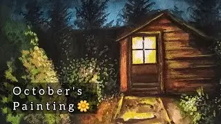 Painting a haunted house in the night view | poster color | October Painting | Holloween