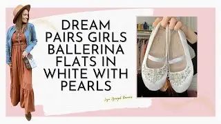 Dream Pairs Girls Ballerina flats in white with pearls & rhinestones in tip