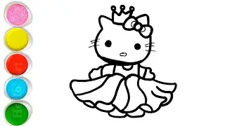 Cute Princess Hello Kitty Drawing, Painting and Coloring For Kids and Toddlers_ Kids Art