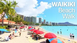 Waikiki Beach Walk, Healing Ocean Wave | Honolulu, Oahu, Hawaii | 4K