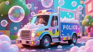 Police Truck Bubble Bath | Fun Vehicle Nursery Rhymes & Kids Songs 🚓🫧
