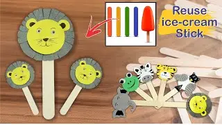 DIY ice-cream stick crafts - Candy Stick Craft - best out of waste - Lion - fun toys - paper craft