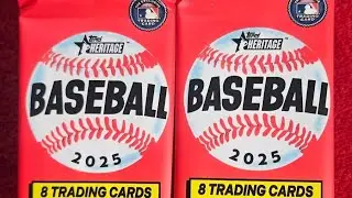 Открытие коробки с 64-карточным бейсбольным набором Topps Heritage 2025 года