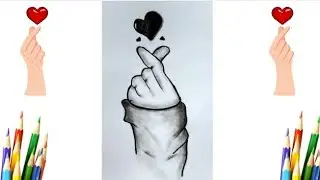 how to draw a tumblr korean heart || pencil sketch || girl hand holding love icon | LEGEND OF ART |