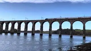 Train crossing Royal Border Bridge at Berwick upon Tweed