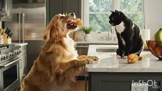 Dog and cat fight 
