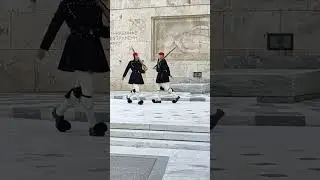PERFECTLY EXECUTED. CHANGE OF GUARDS IN FRONT OF THE PARLIAMENT BUILDING, ATHENS GREECE