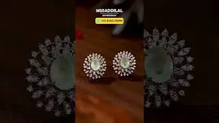 Bridal Diamond Stud Earrings with Emerald Gem | Musaddilal Basheerbagh, Hyderabad #diamondearrings