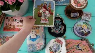 Текстильные открытки, кошельки и органайзеры. Textile cards, wallets and organizers.