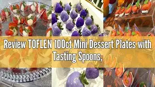 Review TOFLEN 100ct Mini Dessert Plates with Tasting Spoons, 2.5 Inch Small Reusable Clear Plastic S
