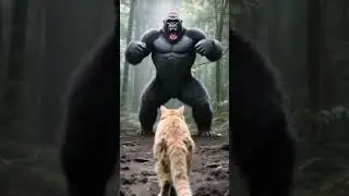 Brave Mom vs Gorilla! cat 🐈.              #shorts #trending #viral #cartoon