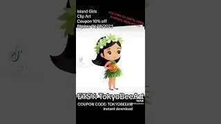 Kawaii Hawaiian Hula Girls Wahine Clip Art | PNG Images | Digital Download - 10 images - Phil Voong