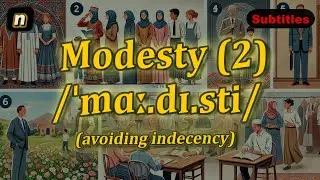 [n] Modesty meaning (avoiding indecency) with 5 examples