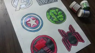 How To Draw Avengers Logo | Symbol Drawing Avengers | Metallic Painting