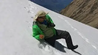 Playing on the snow in Dolpo Nepal