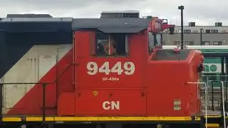 CN L554 EMD GP40-2L 9449 & GP38-2 4936 pulling into Aldershot Yard Terminal