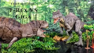 Giga Vs T Rex Epic Battle Stop Motion | Hammond collection