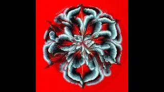 (376) Flower shaped CUP BOTTOM acrylic pour painting ~ Red background ~ Paint #WithMe