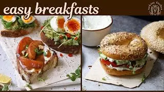 Easy Breakfasts (Caramelized Peach Toast, Avocado Egg Toast, & Bagel Cream Cheese Sandwich)