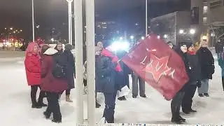 Kommunistit, mielenosoitus, Lahti pääkirjasto 12.1.2026