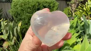 Colourless and translucent Girasol Quartz Heart