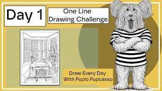 Draw Every Day with Puplo Pupcasso | Day 1: One Line
