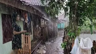 HEAVY NATURAL RAIN IN THE COLDEST VILLAGE IN SOUTHEAST ASIA. RELAXING RAIN WALK