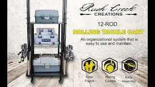 Rush Creek Creations 12 Fishing Rod Tackle Cart - 5 Minute Assembly