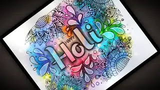 Happy Holi Mandala art with watercolor background|Holi Festival drawing easy @VennilaYLCreations