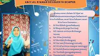 NAMA SURAT DALAM AL QURAN 1-12 (KBIT AL HIKMAH SELOKERTO SEMPOR)