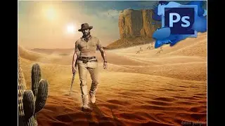 Photoshop cowboy in desert digital manipulation