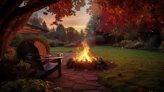 Outdoor Fireplace Sounds with Autumn Leaves