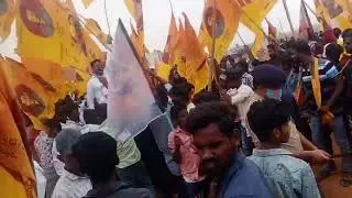 karnataka RRR pre release event ntr fans and ramcharan fans hungama