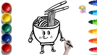 How to Draw Cute Noodles bowl🥣 for Kids | Easy Kawaii Food Drawing”