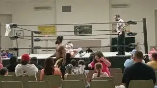 Hollywood Hickman hits a legdrop on the ring apron #prowrestling