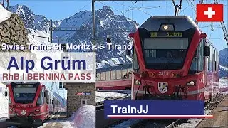 ▶ 4K Alp Grüm Berninapass - Switzerland | Swiss Trains from St. Moritz to Tirano