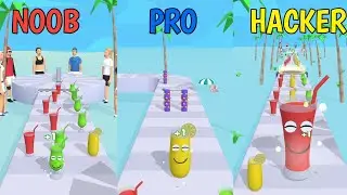 NOOB vs PRO vs HACKER in Juice Run Gameplay Max Level Android iOS Game Part 2