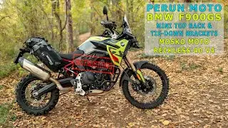 Mosko moto Reckless 40 on BMW F900GS with Perun moto Mini Rack