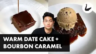 warm date cake and bourbon caramel
