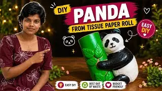 How to Make Cute Panda Using Tissue Roll & Clay | Best Waste Material Craft