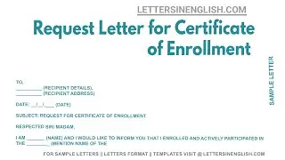 Request Letter For Certificate Of Enrollment - Sample Letter for Issuance of Enrollment Certificate