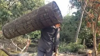:-) Wow Amazing Big Bamboo Trap At Kandal Cambodia | Simple Bamboo Trap Fishing, Fishes, Frogs