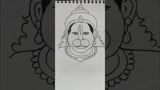 Quick simple and easy drawing of Bajrangbali Hanuman face drawing/ Pawan Putra Hanuman drawing
