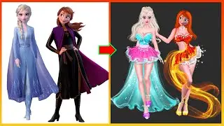 Frozen Elsa Anna Glow Up Into Elemental Ember Lumen, Brook Ripple - Disney Princesses Transformation