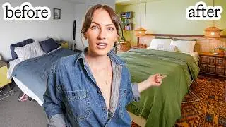 Экстремальное преображение спальни в стиле бохо | Изголовье из ротанга своими руками