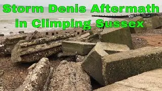 Climping Beach Storm Damage Littlehampton Aftermath. Storm Francis hits UK after Denins Hiking 2020