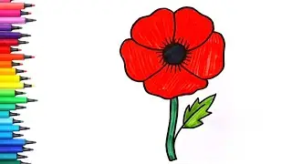 How to draw poppy flower | poppy flower | poppy flower Remembrance day